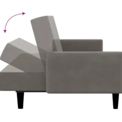 vidaXL Slaapbank met armleuningen en Klik-klak - Lichtgrijs fluweel - 220 cm