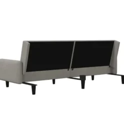 vidaXL Slaapbank met armleuningen en Klik-klak - Lichtgrijs fluweel - 220 cm