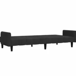 vidaXL Slaapbank met armleuningen en Klik-klak - Zwart fluweel - 220 cm