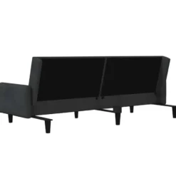 vidaXL Slaapbank met armleuningen en Klik-klak - Zwart fluweel - 220 cm