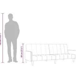 vidaXL Slaapbank met armleuningen en Klik-klak - Zwart fluweel - 220 cm
