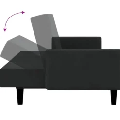 vidaXL Slaapbank met armleuningen en Klik-klak - Zwart fluweel - 220 cm