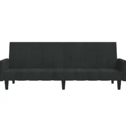 vidaXL Slaapbank met armleuningen en Klik-klak - Zwart fluweel - 220 cm