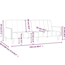 vidaXL Slaapbank met armleuningen en Klik-klak - Zwart fluweel - 220 cm