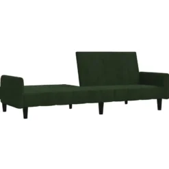 vidaXL Slaapbank met armleuningen en Klik-klak - Donkergroen fluweel - 220 cm