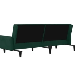vidaXL Slaapbank met armleuningen en Klik-klak - Donkergroen fluweel - 220 cm