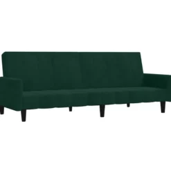 vidaXL Slaapbank met armleuningen en Klik-klak - Donkergroen fluweel - 220 cm