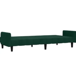 vidaXL Slaapbank met armleuningen en Klik-klak - Donkergroen fluweel - 220 cm
