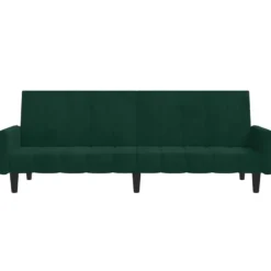 vidaXL Slaapbank met armleuningen en Klik-klak - Donkergroen fluweel - 220 cm