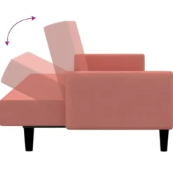 vidaXL Slaapbank met armleuningen en Klik-klak - Roze fluweel - 220 cm