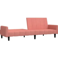 vidaXL Slaapbank met armleuningen en Klik-klak - Roze fluweel - 220 cm