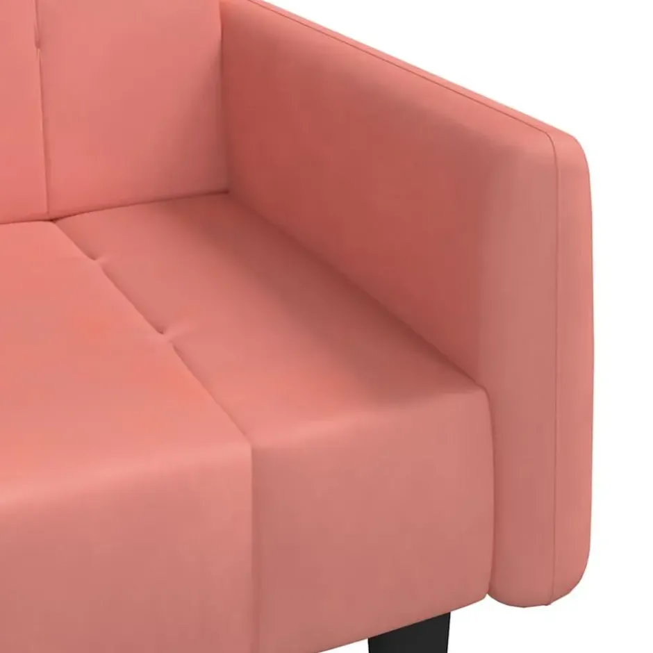 vidaXL Slaapbank met armleuningen en Klik-klak - Roze fluweel - 220 cm