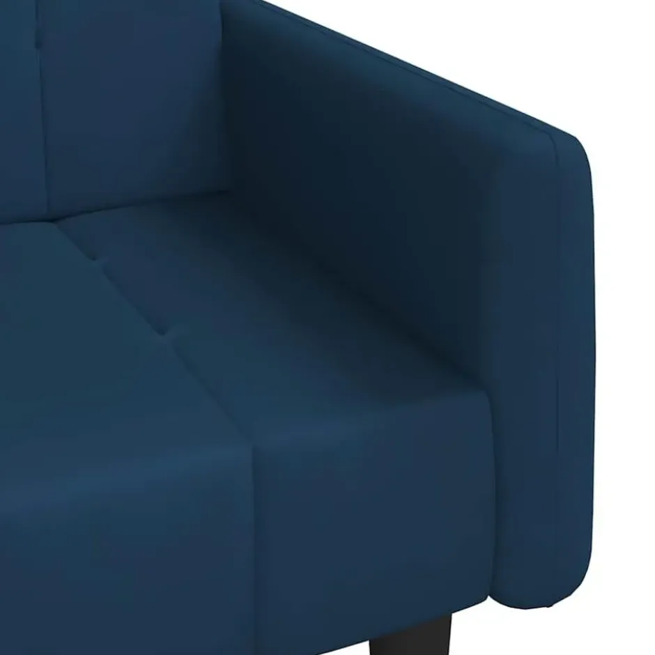 vidaXL Slaapbank met armleuningen en Klik-klak - Blauw fluweel - 220 cm