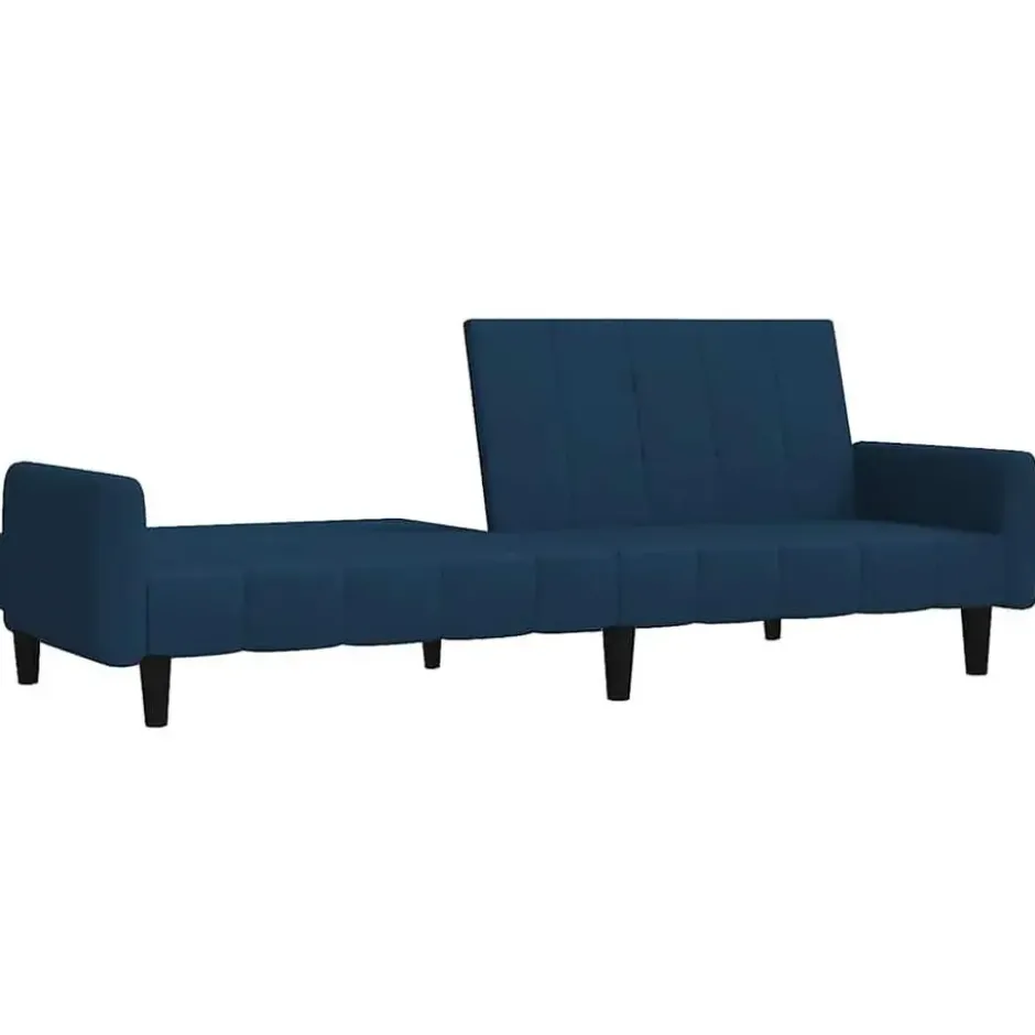 vidaXL Slaapbank met armleuningen en Klik-klak - Blauw fluweel - 220 cm