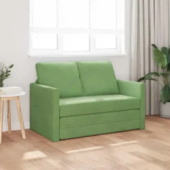 vidaXL Slaapbank 2-zits inklapbaar met kussens - Lichtgroen fluweel - 204 cm