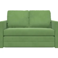 vidaXL Slaapbank 2-zits inklapbaar met kussens - Lichtgroen fluweel - 204 cm