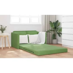 vidaXL Slaapbank 2-zits inklapbaar met kussens - Lichtgroen fluweel - 204 cm