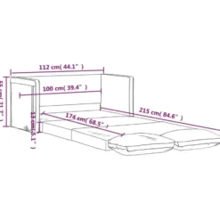 vidaXL Slaapbank 2-zits inklapbaar met kussens - Zwart kunstleer - 112 cm