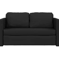 vidaXL Slaapbank 2-zits inklapbaar met kussens - Zwart kunstleer - 112 cm