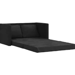 vidaXL Slaapbank 2-zits inklapbaar met kussens - Zwart fluweel - 122 cm
