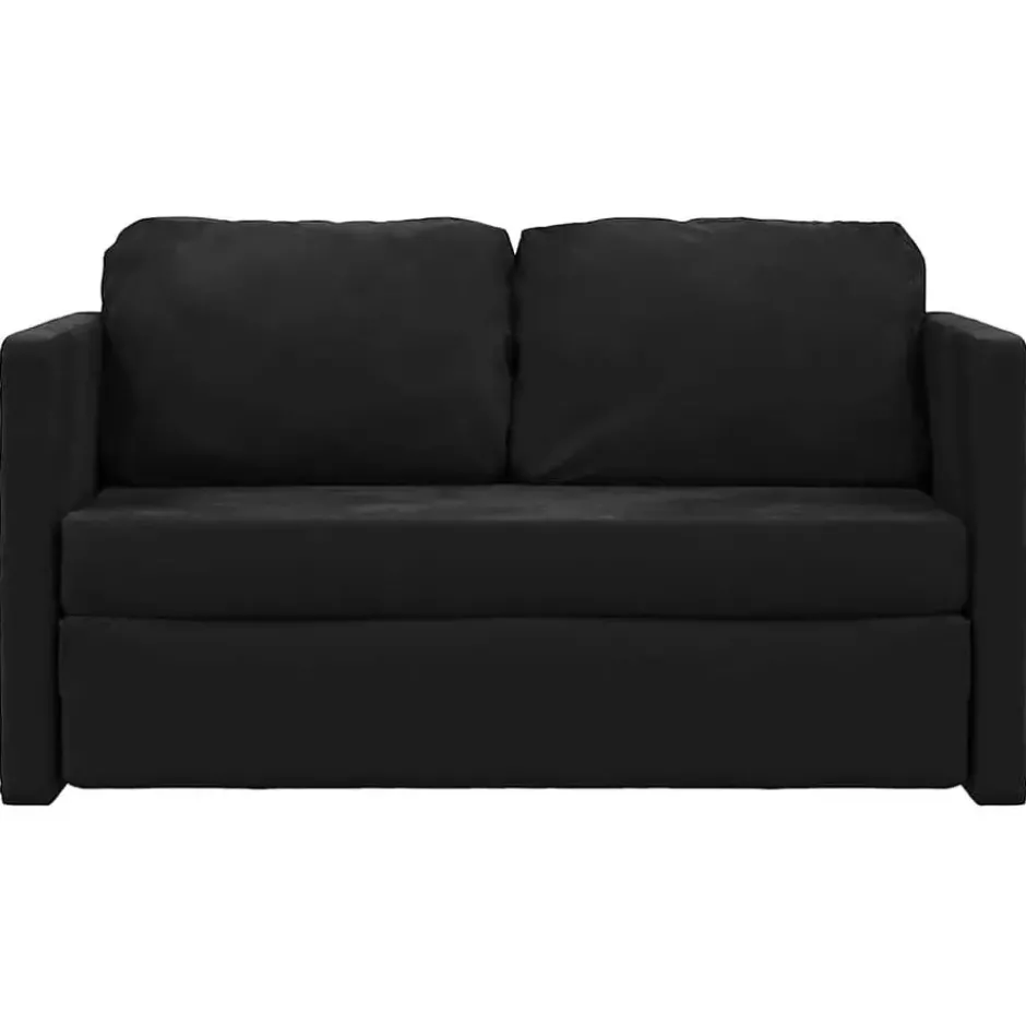 vidaXL Slaapbank 2-zits inklapbaar met kussens - Zwart fluweel - 122 cm