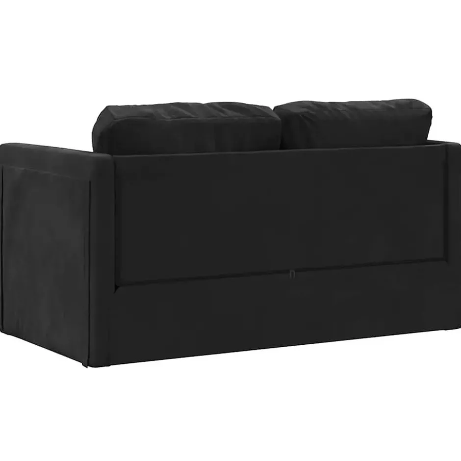 vidaXL Slaapbank 2-zits inklapbaar met kussens - Zwart fluweel - 122 cm