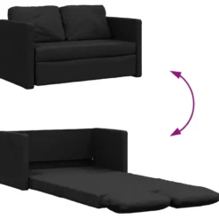 vidaXL Slaapbank 2-zits inklapbaar met kussens - Zwart stof - 112 cm