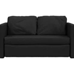 vidaXL Slaapbank 2-zits inklapbaar met kussens - Zwart stof - 112 cm