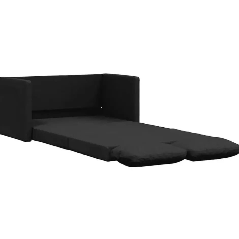 vidaXL Slaapbank 2-zits inklapbaar met kussens - Zwart stof - 112 cm
