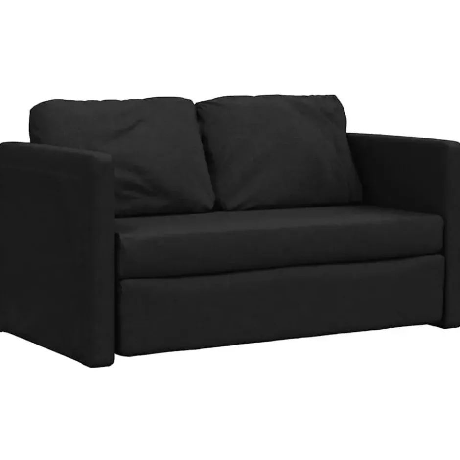 vidaXL Slaapbank 2-zits inklapbaar met kussens - Zwart stof - 112 cm