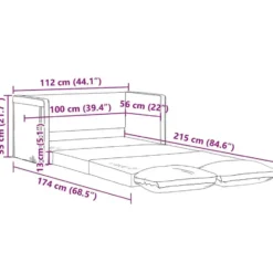 vidaXL Slaapbank 2-zits inklapbaar met kussens - Zwart stof - 112 cm