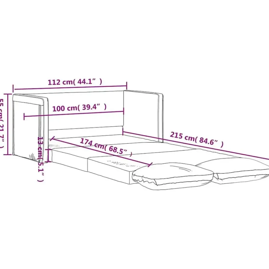 vidaXL Slaapbank 2-zits inklapbaar met kussens - Taupe stof - 112 cm
