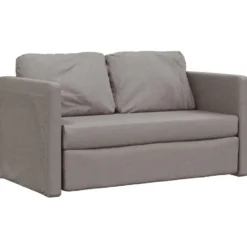 vidaXL Slaapbank 2-zits inklapbaar met kussens - Taupe stof - 112 cm