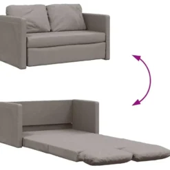 vidaXL Slaapbank 2-zits inklapbaar met kussens - Taupe stof - 112 cm