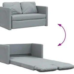 vidaXL Slaapbank 2-zits inklapbaar met kussens - Lichtgrijs stof - 112 cm