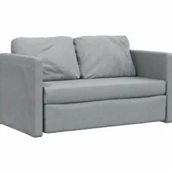 vidaXL Slaapbank 2-zits inklapbaar met kussens - Lichtgrijs stof - 112 cm