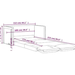 vidaXL Slaapbank 2-zits inklapbaar met kussens - Lichtgrijs stof - 112 cm