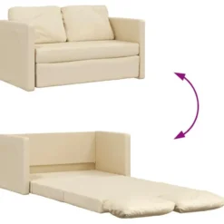 vidaXL Slaapbank 2-zits inklapbaar met kussens - Crème stof - 112 cm