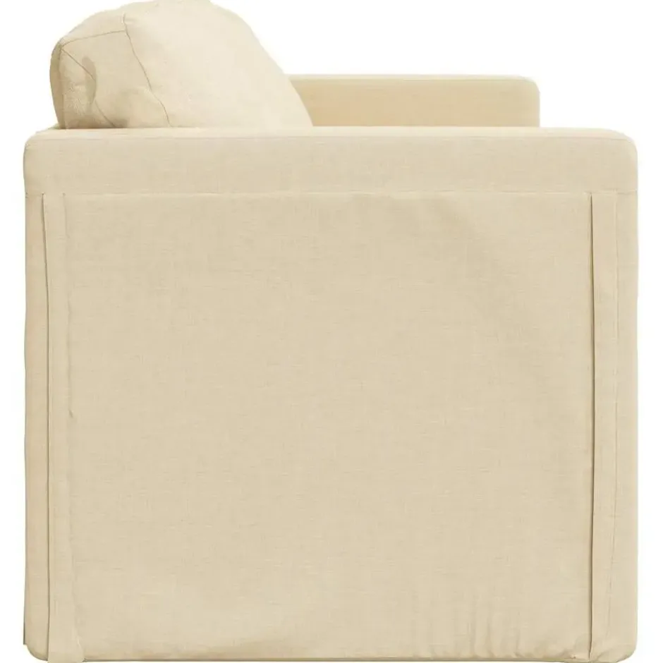 vidaXL Slaapbank 2-zits inklapbaar met kussens - Crème stof - 112 cm
