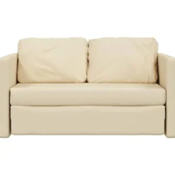 vidaXL Slaapbank 2-zits inklapbaar met kussens - Crème stof - 112 cm