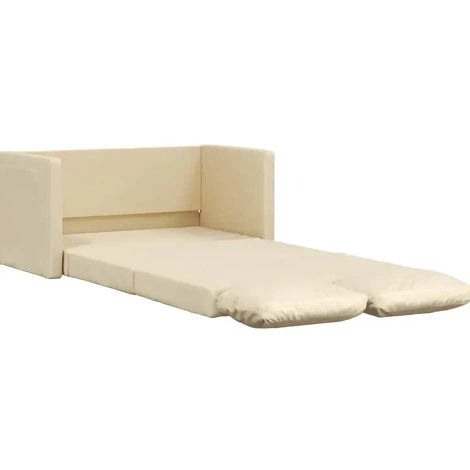 vidaXL Slaapbank 2-zits inklapbaar met kussens - Crème stof - 112 cm