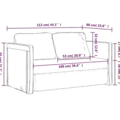 vidaXL Slaapbank 2-zits inklapbaar met kussens - Crème stof - 112 cm