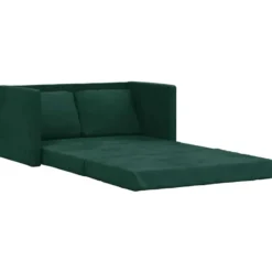 vidaXL Slaapbank 2-zits inklapbaar met kussens - Donkergroen fluweel - 122 cm