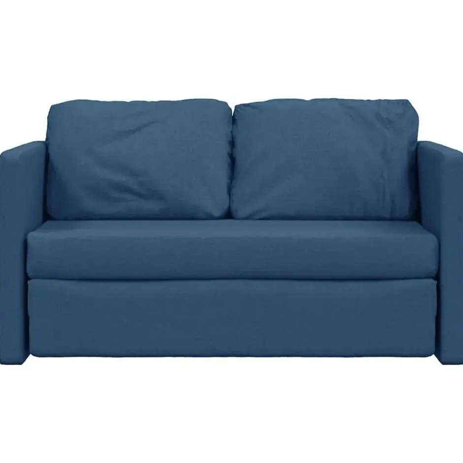 vidaXL Slaapbank 2-zits inklapbaar met kussens - Blauw stof - 112 cm