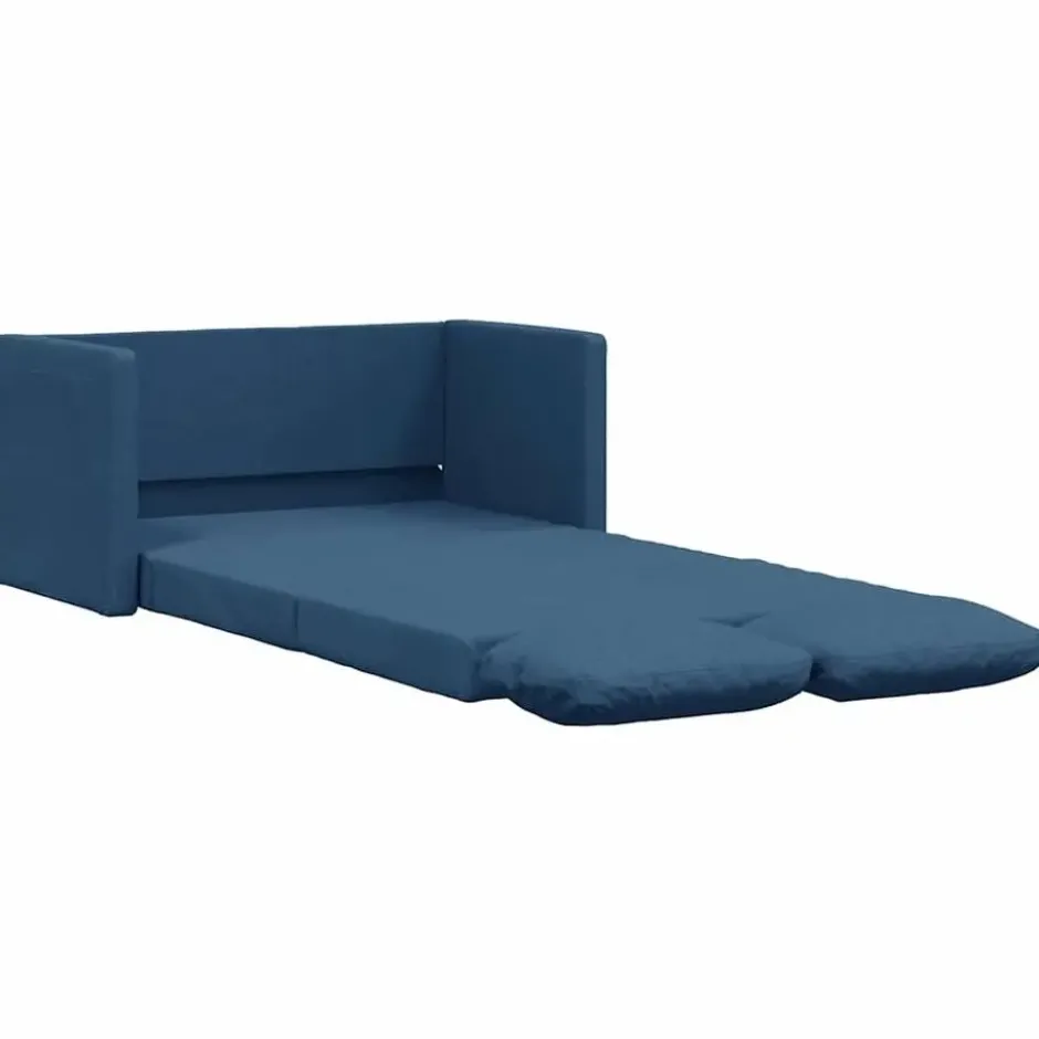 vidaXL Slaapbank 2-zits inklapbaar met kussens - Blauw stof - 112 cm
