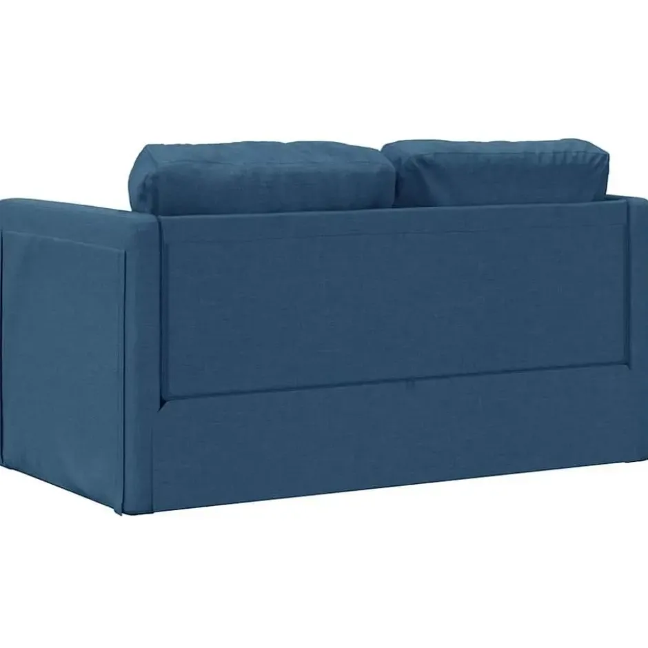 vidaXL Slaapbank 2-zits inklapbaar met kussens - Blauw stof - 112 cm