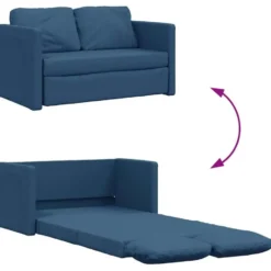 vidaXL Slaapbank 2-zits inklapbaar met kussens - Blauw stof - 112 cm
