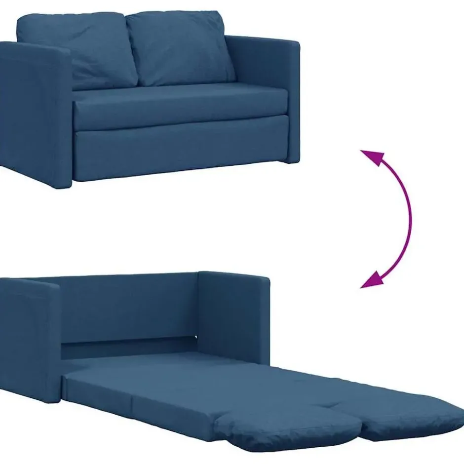 vidaXL Slaapbank 2-zits inklapbaar met kussens - Blauw stof - 112 cm