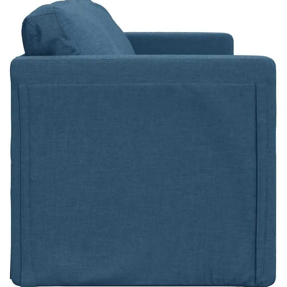 vidaXL Slaapbank 2-zits inklapbaar met kussens - Blauw stof - 112 cm
