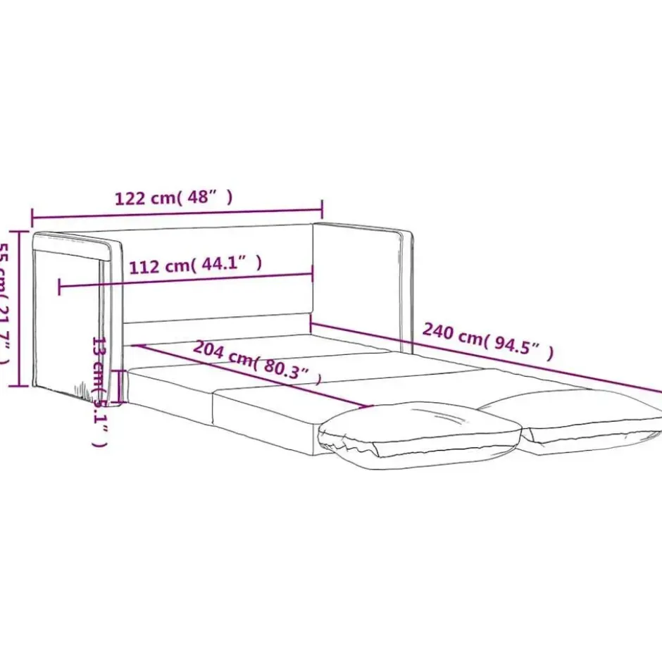 vidaXL Slaapbank 2-zits inklapbaar met kussens - Wijnrood kunstleer - 112 cm
